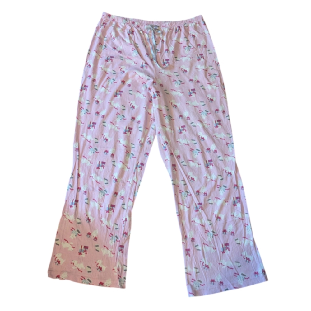 Croft & Barrow Pink White Dog Gifts Cotton Jersey Pajama Bottom Women's XL